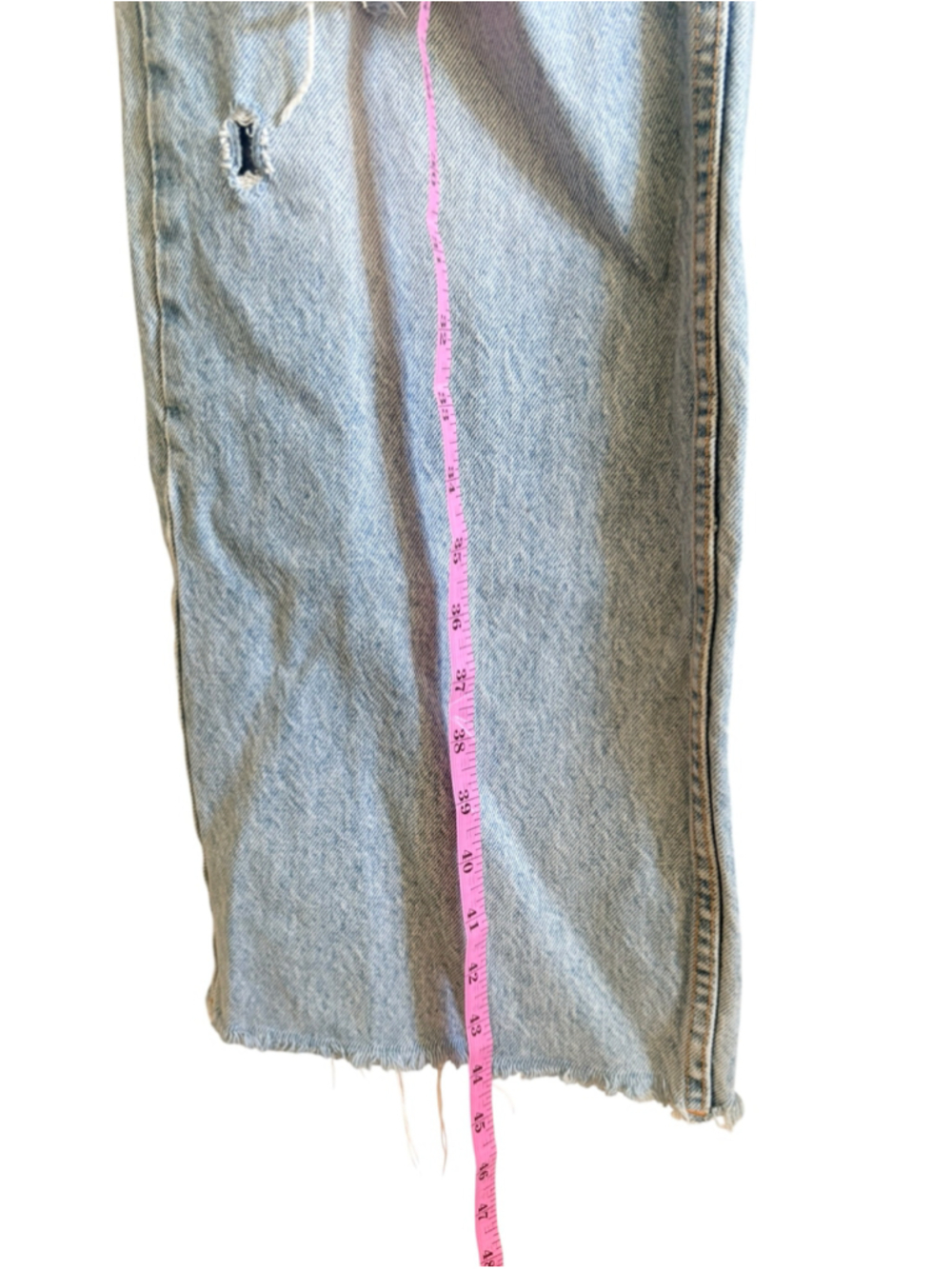 Zara High Rise Wide Leg Distressed Jeans Light Blue Women’s 6 - Picture 3 of 6